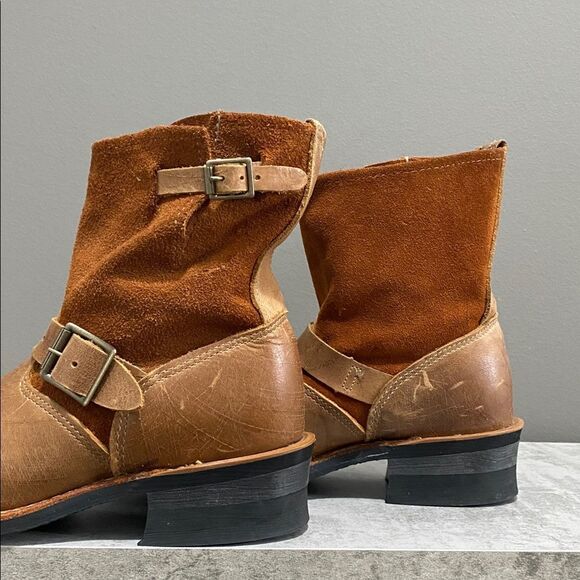 Brown Leather And Suede Ankle Boots with Buckles Size 7 - Picture 8 of 16